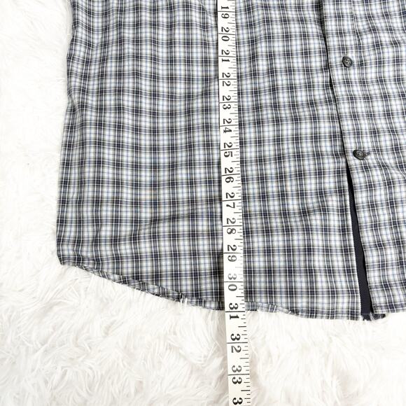 Banana Republic XL Men’s Plaid Button Up Shirt Long Sleeve Gray Blue - Picture 6 of 7